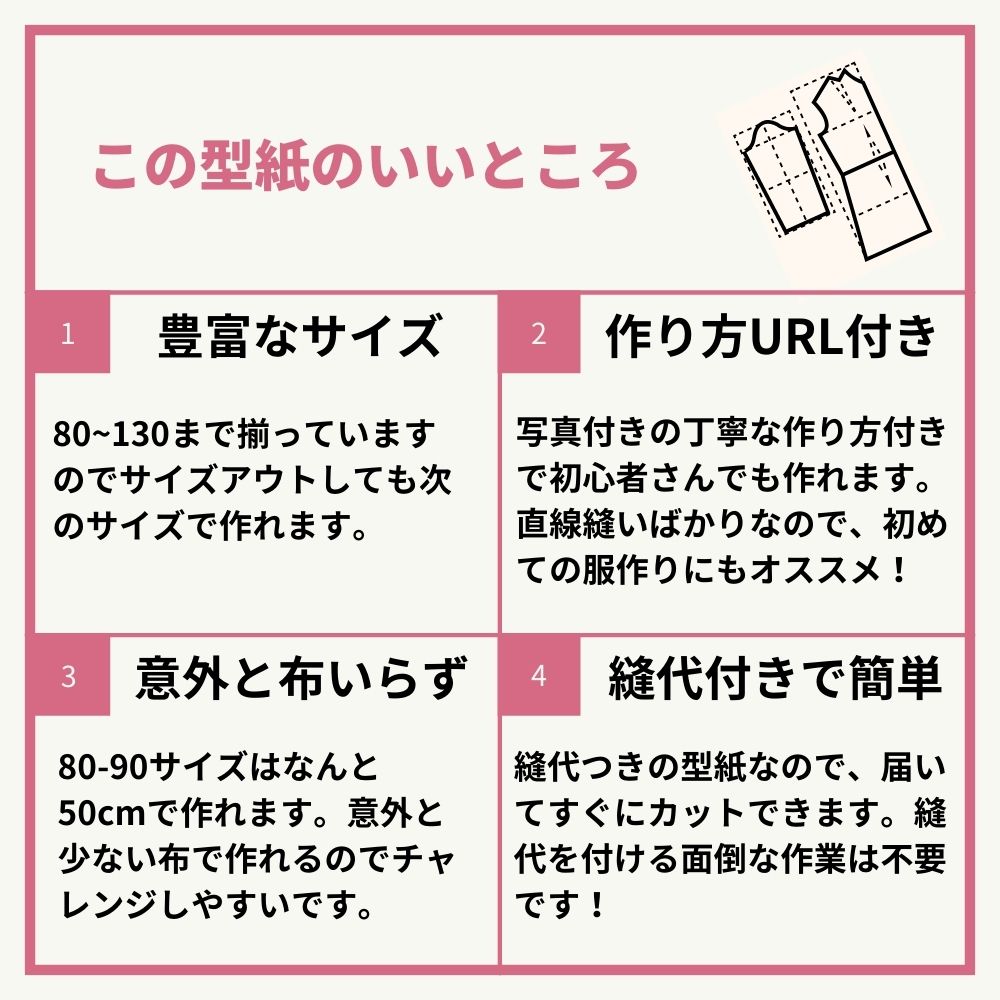 子供用ギャザーエプロンの型紙 商用可能 生地のマルイシ Web本店 常時ポイント5倍