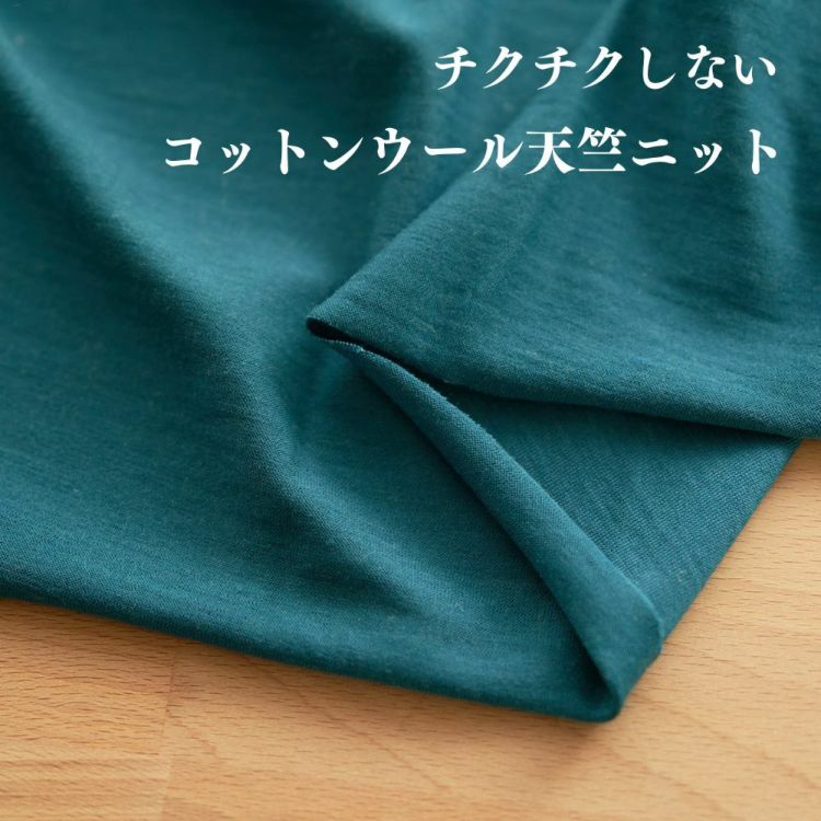 生地 布 無地 コットンウール天竺ニット アクアマリン 50cm単位 160cm幅 0.46mm厚【商用可能】