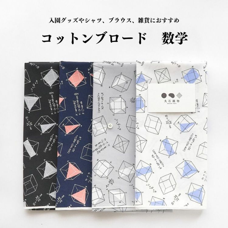 生地　布　数学柄　普通地 コットン プリント ブロード 数学柄 0.25mm厚 110cm幅 50cm単位オーダーカット メール便4ｍ（個数8）まで【商用利用可】